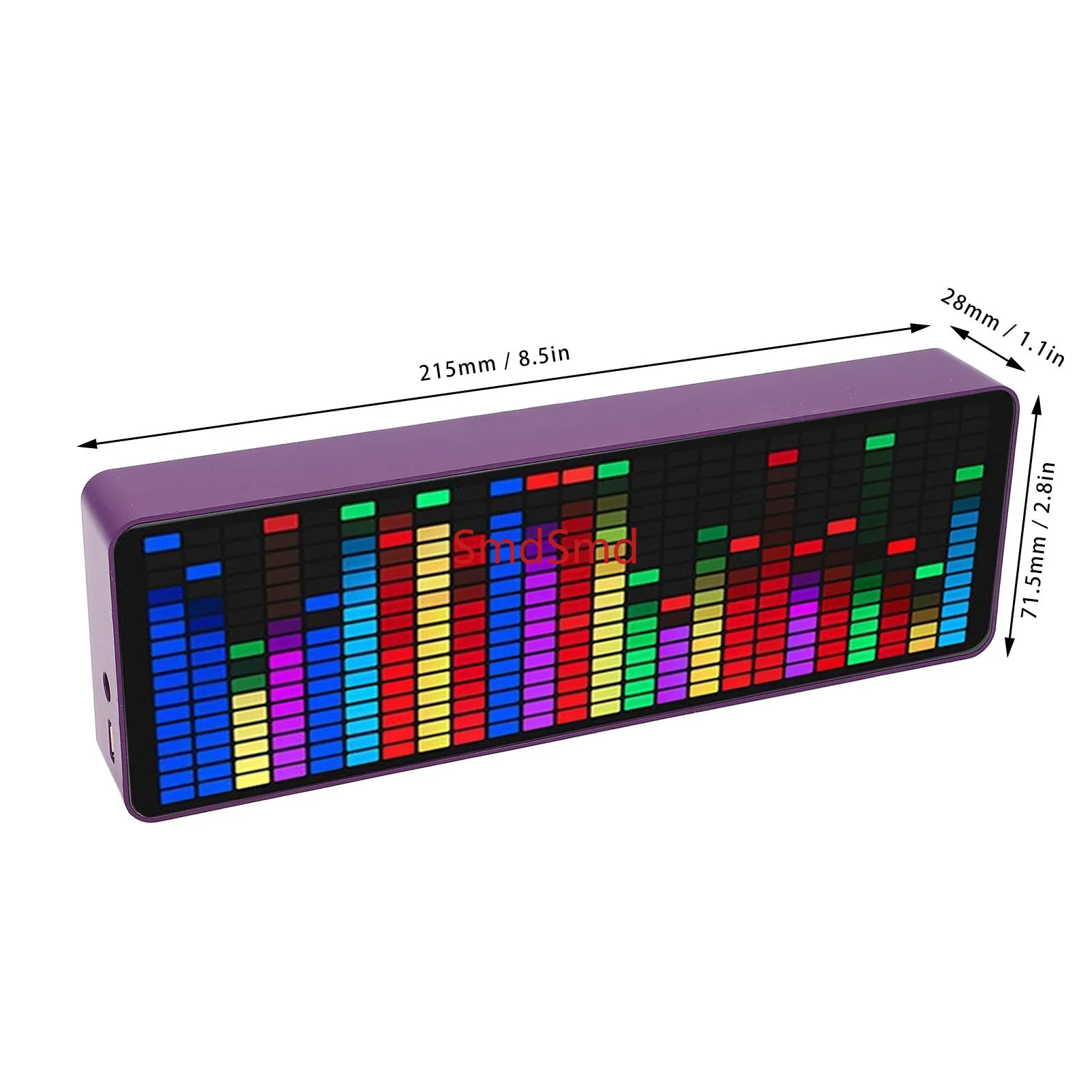 Music Spectrum Display 384 LED 1624 Segment Rhythm Light Level Voice Sensor Pickup Analyzer with Clock 20 Dynamic 7 Color