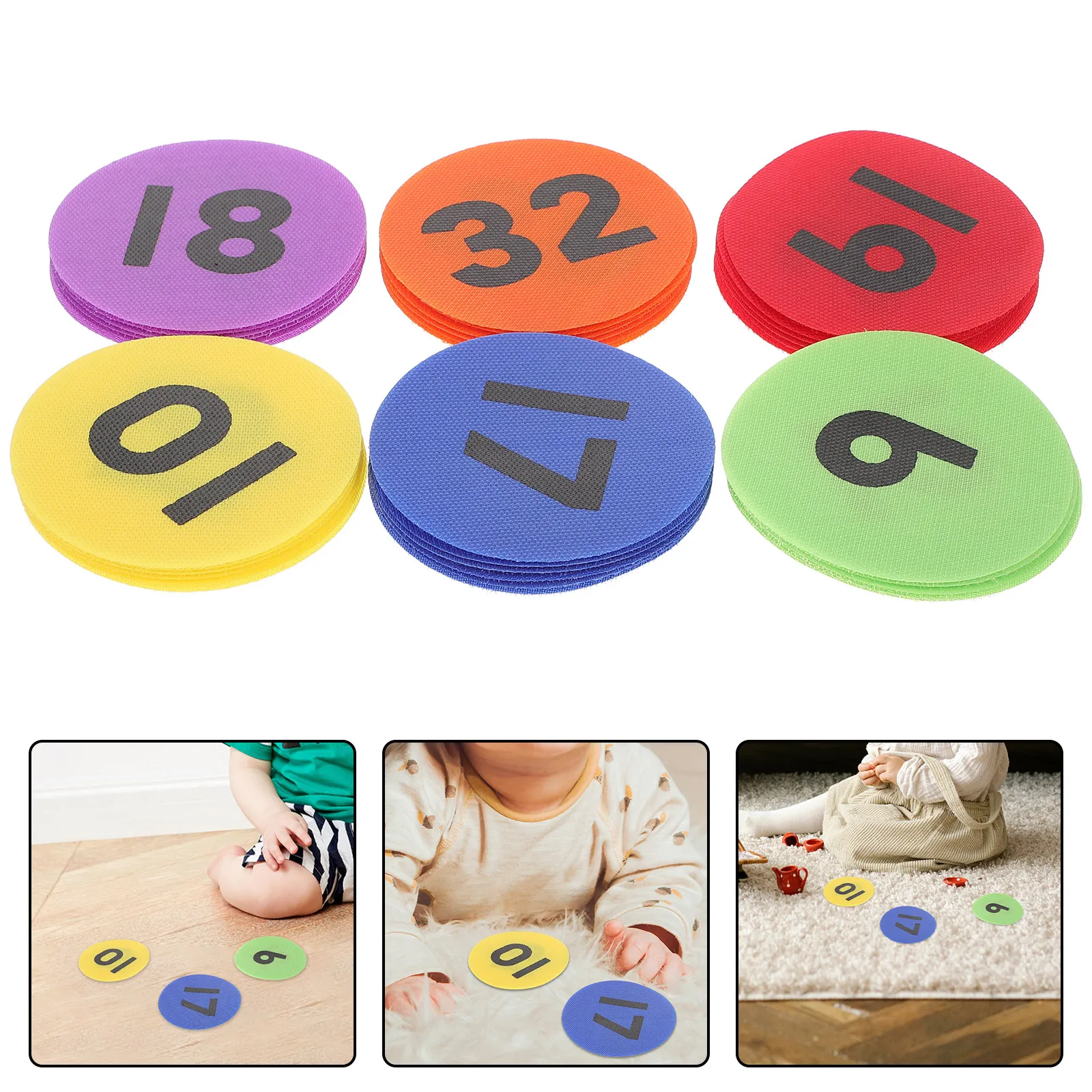 36Sheets Colorful Round Tag Self Adhesive Carpet Spot for Kids Classroom School Activity Game Floor Marker Exercise