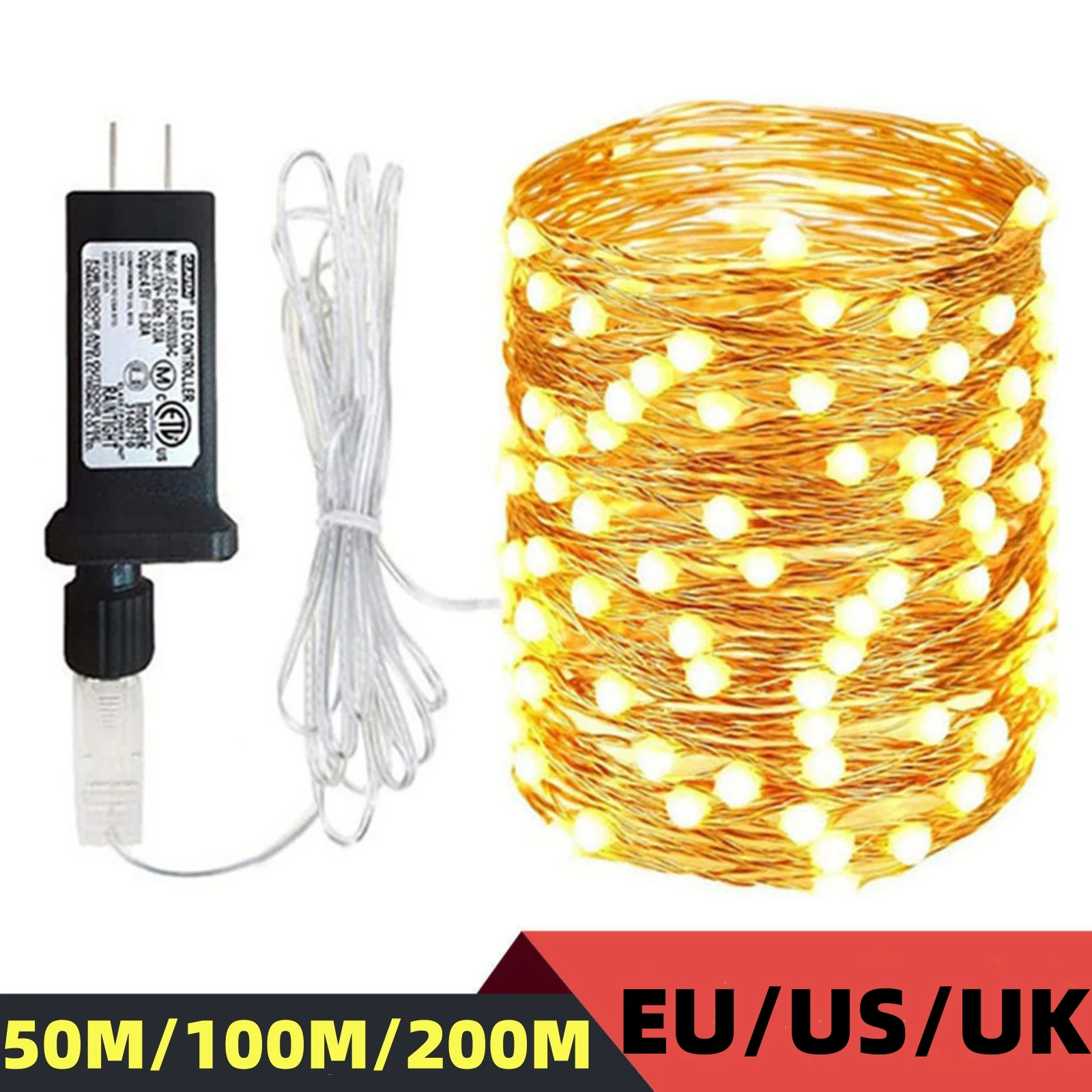 30V LED String Light 50M 100M Waterproof Warm White/Multi Fairy Garland Light Lamp for Christmas Wedding Party Holiday Lighting