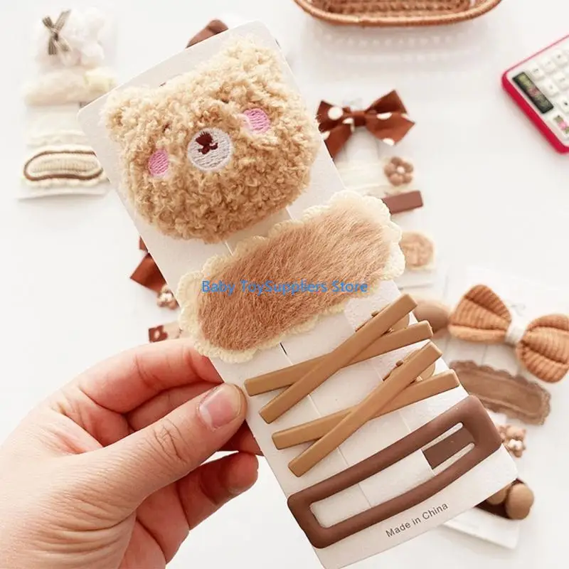 

R1WF Baby Hair Clips Fabric Hairpins Barrettes 4Pieces Hair Pins for Infant Girls Photography Fashion Hair Accessories