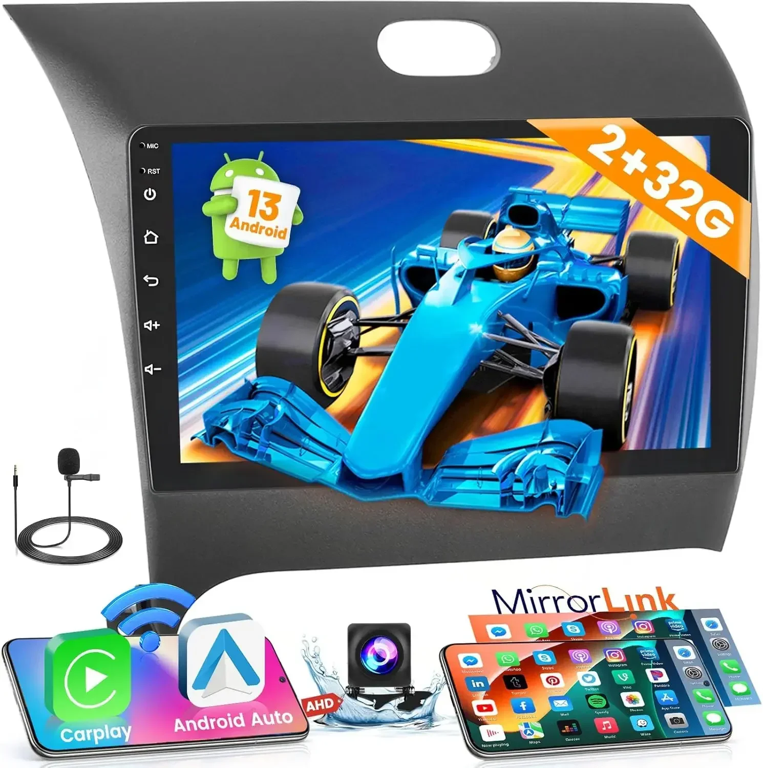 

Android 13 Car Stereo for KIA Cerato K3 Forte 2013-2018 Radio 9 Inch Touch Screen with Apple CarPlay Android Auto Mirror