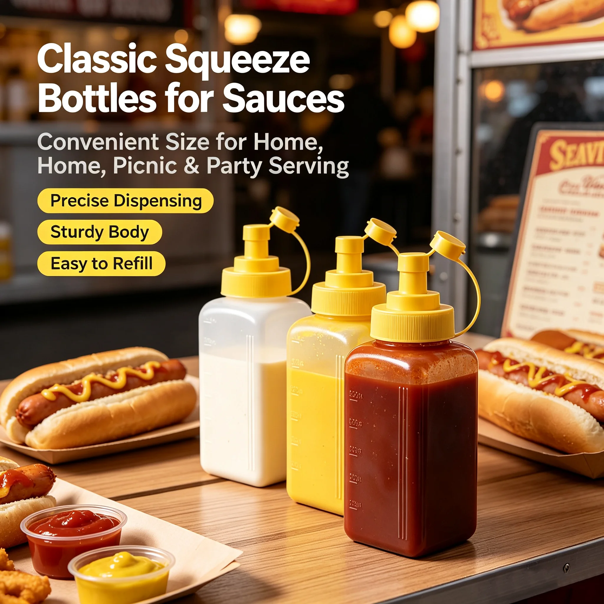 Hot Large Mouth 600/800/1000ML Squeeze Sauce Bottle Condiment Dispenser Dustproof Kitchen Seasoning Salad Sauce Olive Oil Bottle