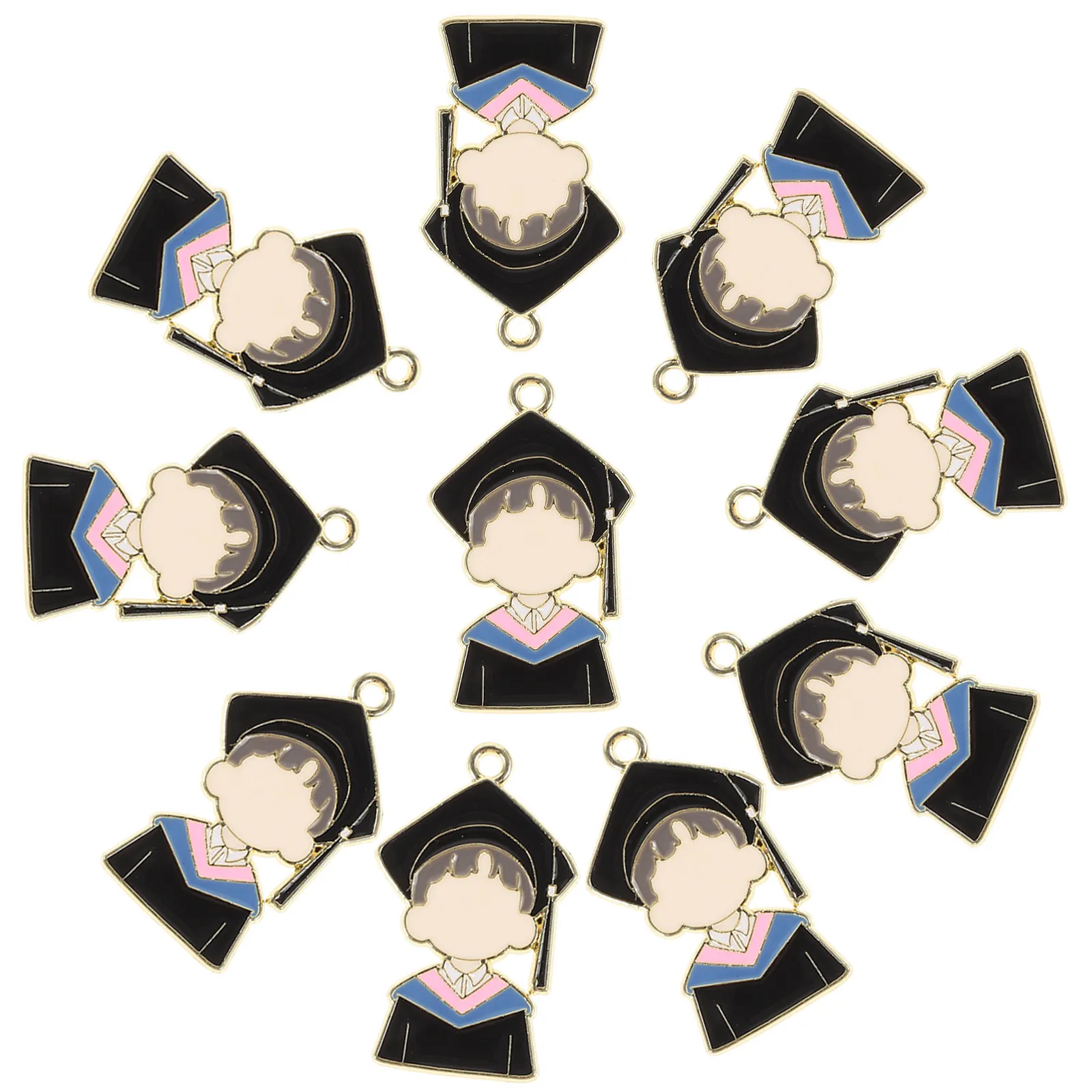 

10 шт. подвесок-шармов «Выпускник» для изготовления украшений своими руками, маленькие металлические подвески для сумок, декоративные изделия, полые украшения для выпускников