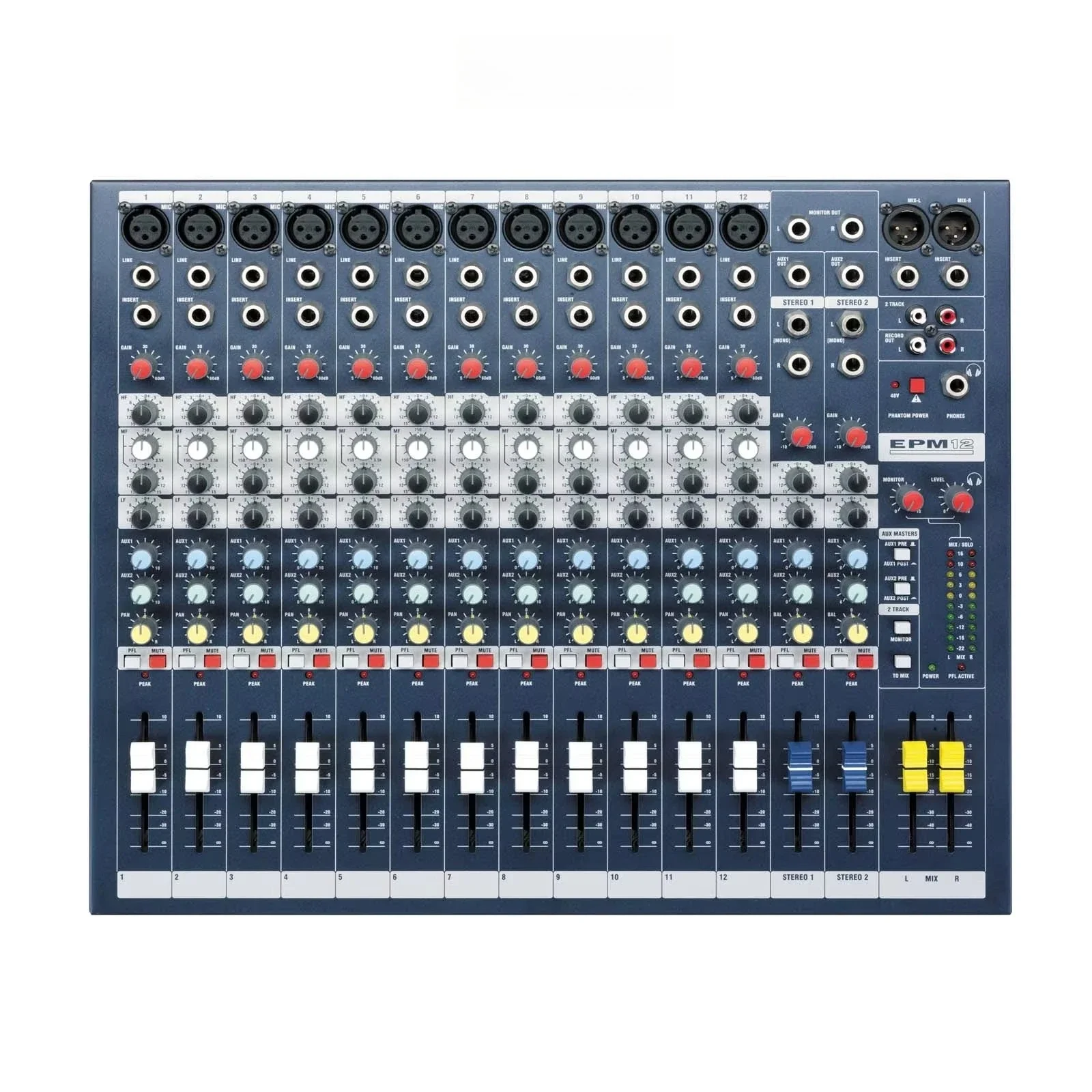 EPM8/EPM12 Professional 8/12 Channels Audio Mixer 48V Phantom USB Multi Purpose Mixing Console DJ For Recording/Live Show