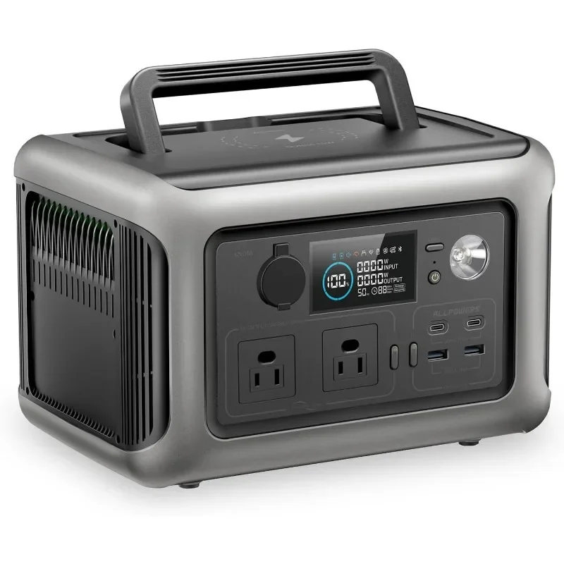 

299Wh 600W Portable Power Station R600, LiFePO4 Battery Backup with UPS Function, 1 Hour to Full 400W Input, MPPT