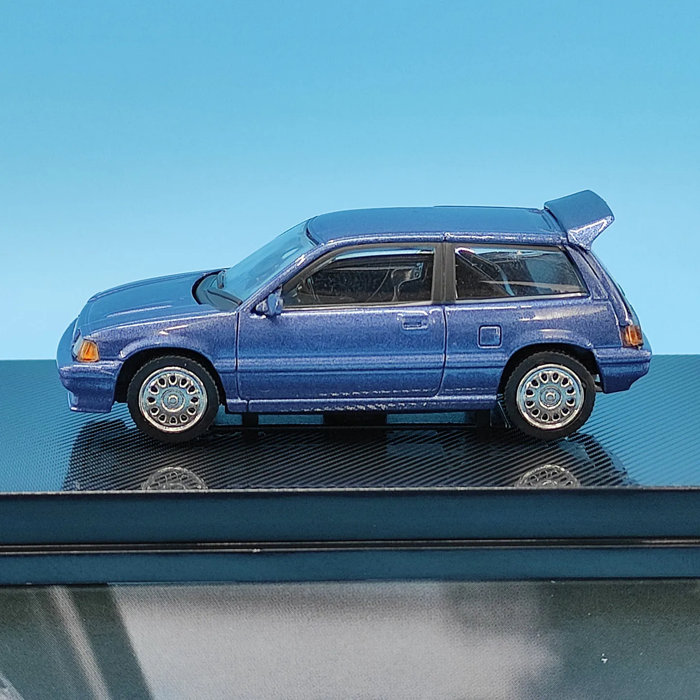 Diecast JDM 1:64 Scale Si E-AT Blue Alloy Car Model