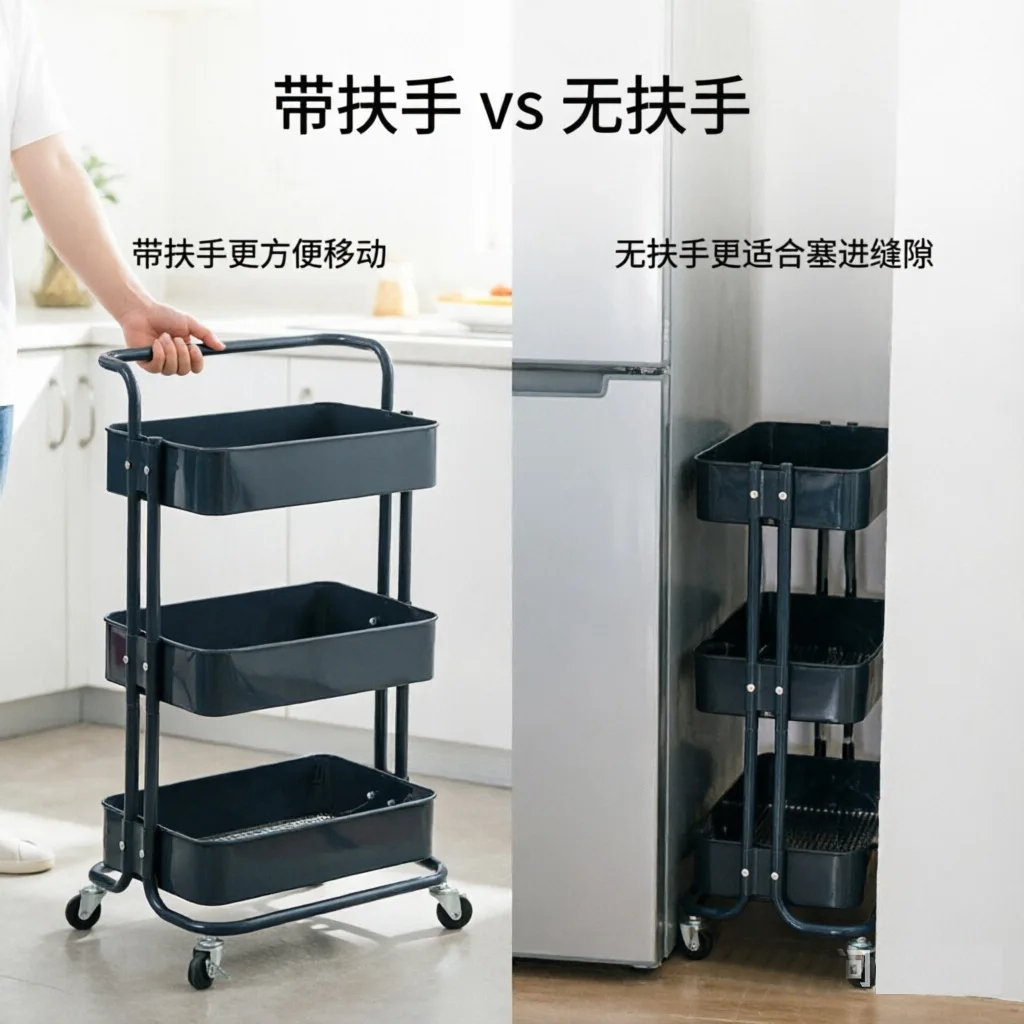 YFY trolley three-layer rack, kitchen floor storage car, living room multi-layer storage rack, bedside mobile snack rack
