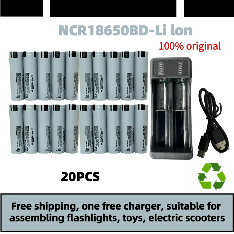 100% original NCR18650BD 3200mAh 18650 3.7V lithium Rechargeable battery 10A discharge for Flashlight charging 35E