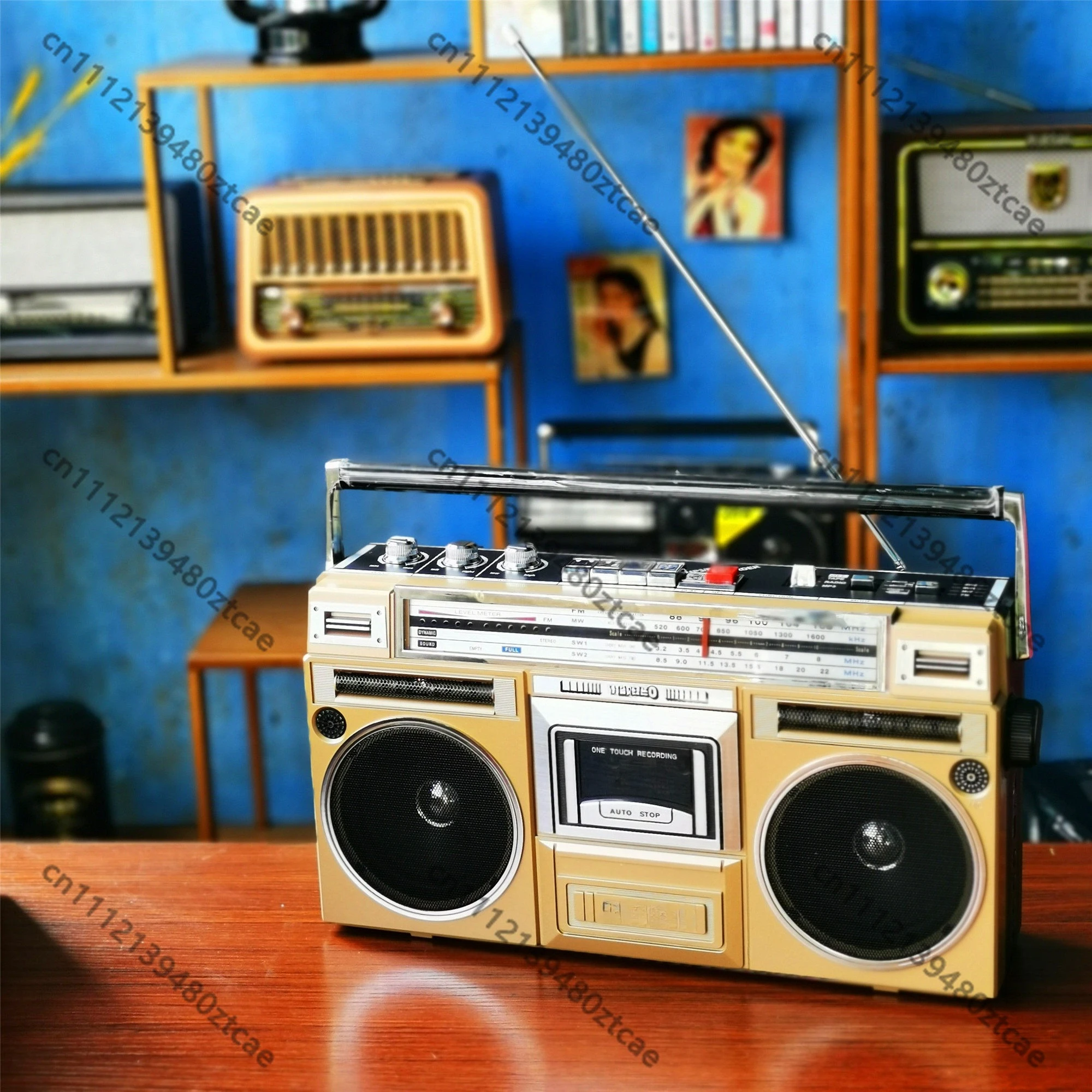 ：Retro Stereo Cassette Recorder Full Band Radio Bluetooth Card Home Audio Tape Player Speaker