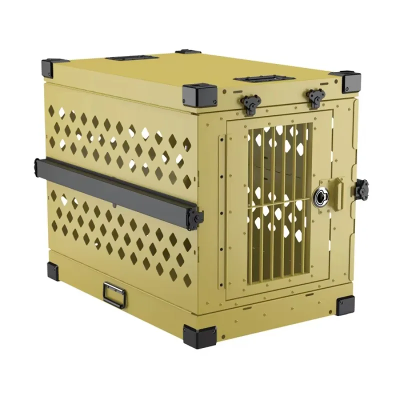 

Aluminum Tan Colour Large Foldable Collapsible Dog Kennel Box K9 Dog Crate