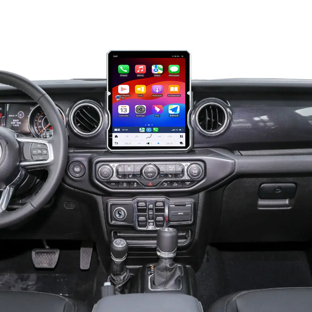 Rádio Automotivo Android 14 de 12.1 polegadas para Jeep Wrangler 2018-2023, Central Multimídia Automotiva com GPS, Carplay e Painel Digital