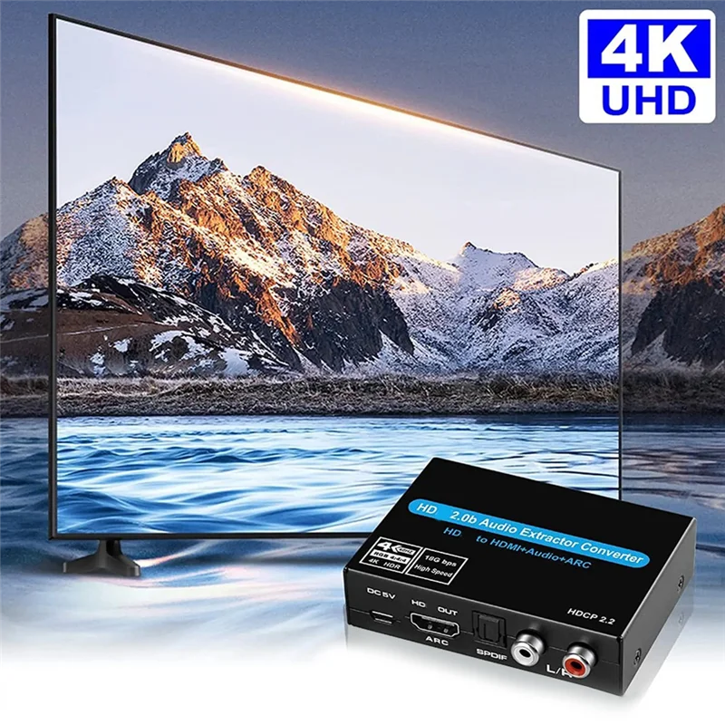 FFYY-محول الصوت 4K 60 هرتز HDMI2.0 يدعم 5.1Ch HDMI2.0 HD-MI إلى Hdmiaudio ARC ستيريو للتلفزيون PS4 فك الألياف #2