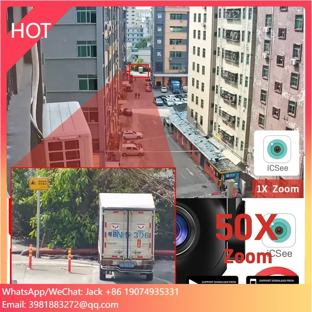 

Rscamtom 8MP Farm Wireless Outdoor Camera Tracking PIR Infrared Detection Full Color Night Vision Ptz Camera 50x Zoom