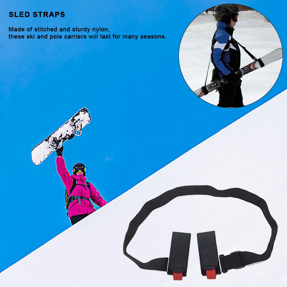 1/2Pcs Skiing Strap Adjustable Skiing Pole Shoulder Hand Carrier Lash Handle Straps Porter Hook-loop Protecting For Ski board