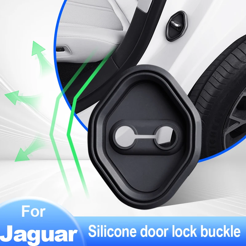 4PCS Car Door Mute Damping Cushion Silicone Auto Door Lock  Anti-rust Buckle Cover For Jaguar XEL XFL E-PACE F-PACE F-TYPE