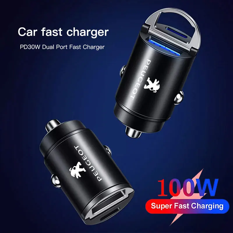 Mini carregador de carro 100W - adequado para Peugeot 206 208 207 3008 308 2008 107 508 607 106 406 407 307 301 408 5008 4008