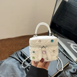 Diamond Small Fragrant Wind 2023 New Small Bag, Unique Design, Mini Diamond Grid Chain, Crossbody Handheld Water Bucket