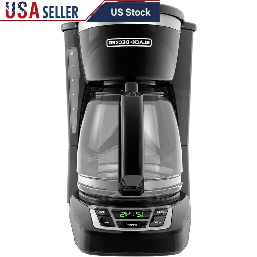 

Digital Coffee Maker 12 Cup Programmable Drip Machine Sneak A Cup Auto Brew Feature Water Window Hot Plate Keep Warm