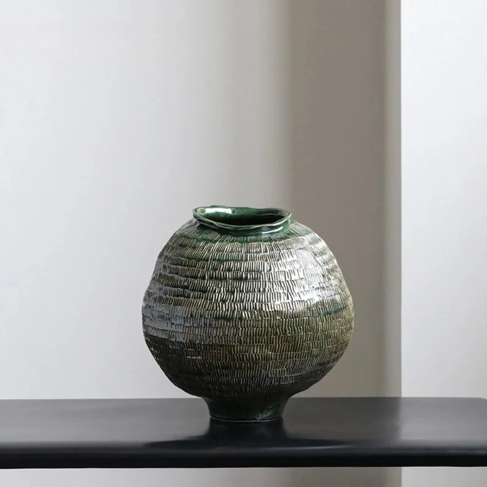 

Green ceramic vase porcelain ornament living room dining table flower arrangement decorative flower ware