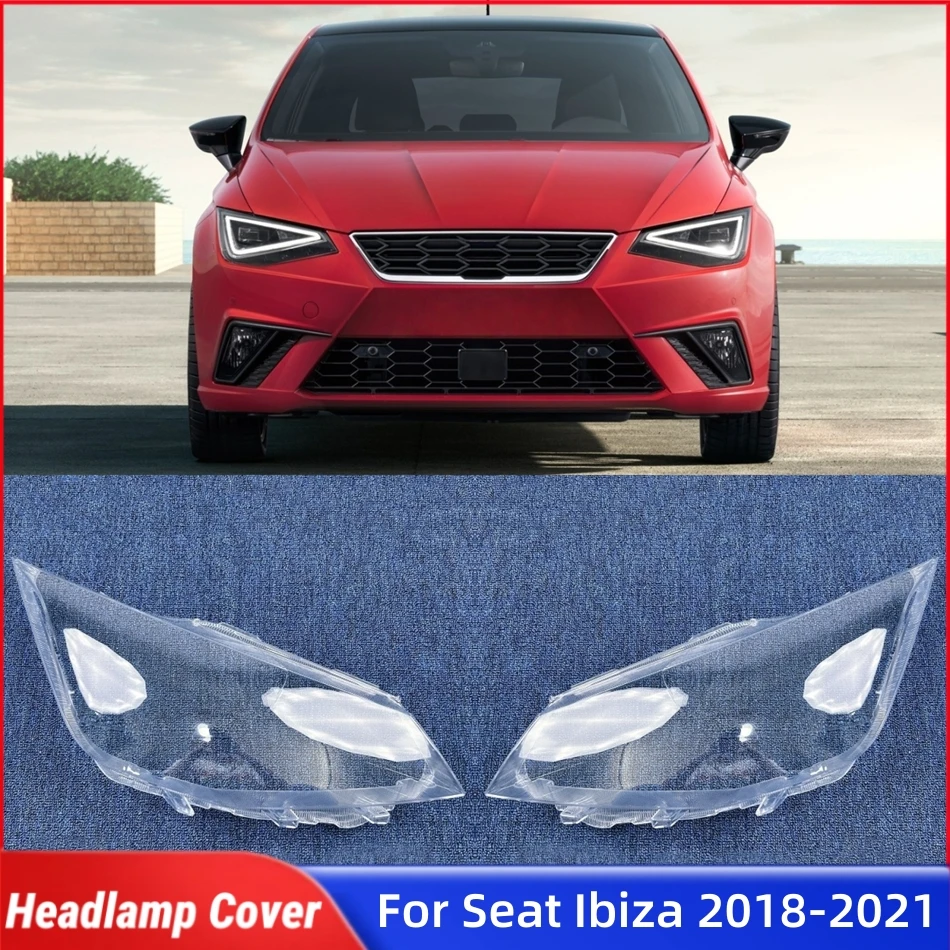 For Seat Ibiza 2018 2019 2020 2021 Car Gadgets Lights Cover Headlight Shade Car Front Headlight Lens Cover Lights Shell