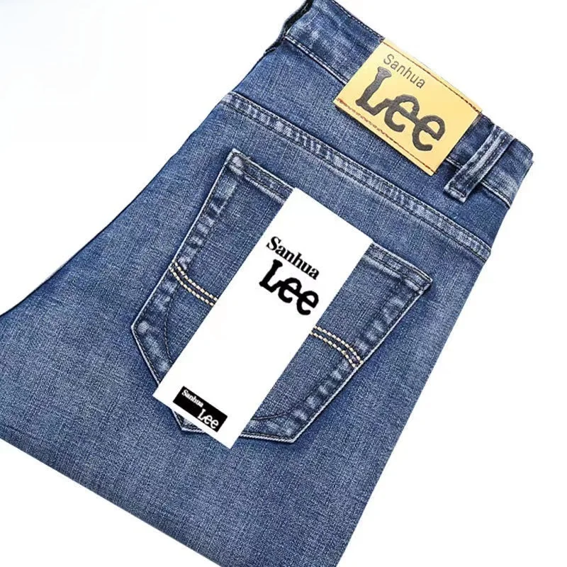 Plones Vaqueros de Mezclilla uesos de Cintura Alta para Hombre, Estilo Casual de Negocios, Pierna Recta, Resistentes al...