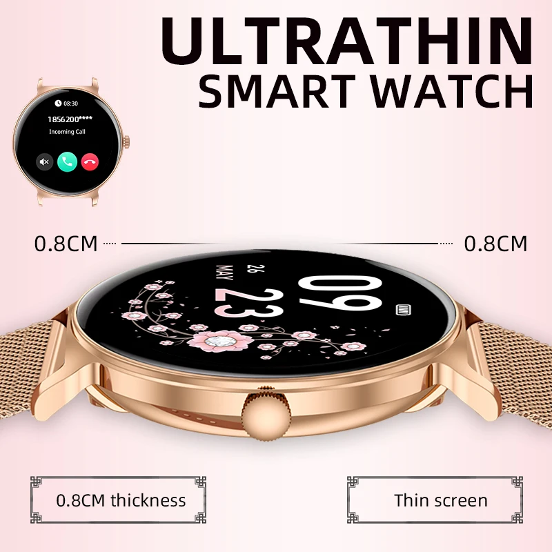 

LIGE Ultra-thin Smart Watch Ladies Bluetooth Call Custom Dial Sport Heart Rate Health Tracking Watch Waterproof Women Smartwatch