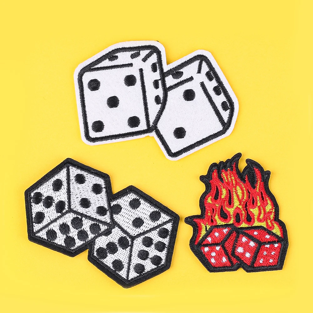 3PCS/SET Dice Set Patch Iron on Transfers for Clothing DIY Embroidery Sticker Clothing Hole Sewing Applique Supplies Accessories