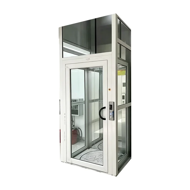 Glass Panoramic Home Lift 320kg 4 Stops Round Transparent Cabin with Stainless Frame for Modern Villa Interior Design Customized