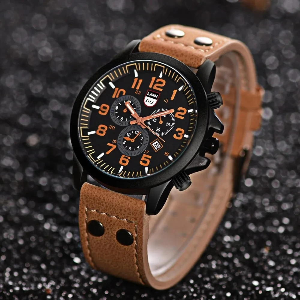 Luxury Brand Watch Men Leather Sports Watches Men\'s Army Military Quartz Wristwatch Male Clock Relogio Masculino Reloj Hombre