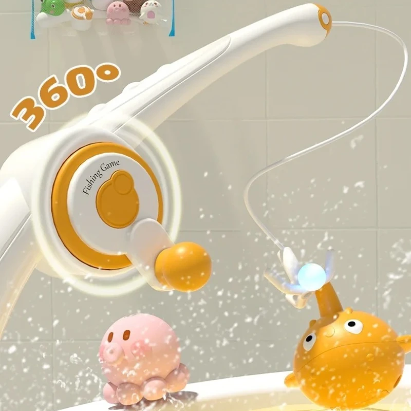 Magnetic Fishing Water Paly Bath Game Set Baby Swimming Bathroom Toy Floating Catching Luminous Fish Bathtub Pool Toy for Kid