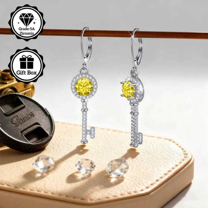 LAMVOICE Gioielli da donna, orecchini in argento sterling S925 con zirconi, regali di Natale per lei, gioielli con confezione regalo