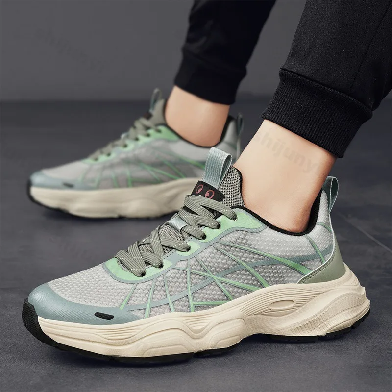 

Модные трендовые мужские повседневные туфли с низким берцем на толстой подошве, осень 2023, новые сетчатые дышащие удобные нишевые универсальные массивные кроссовки