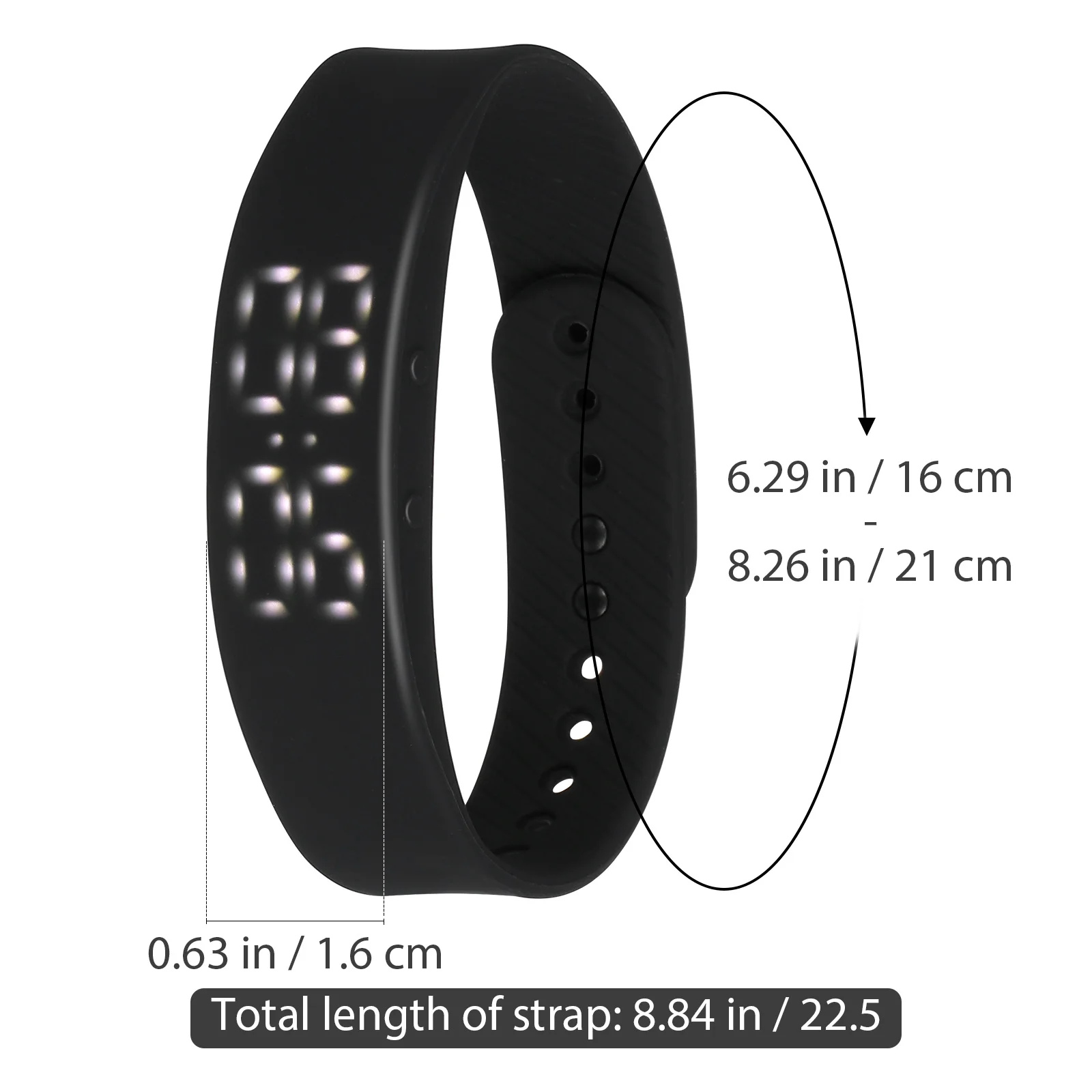 Black Silicone Sports Smart Watch Adjustable Strap LED Bracelet Fitness Step Calorie Distance Smart Watch