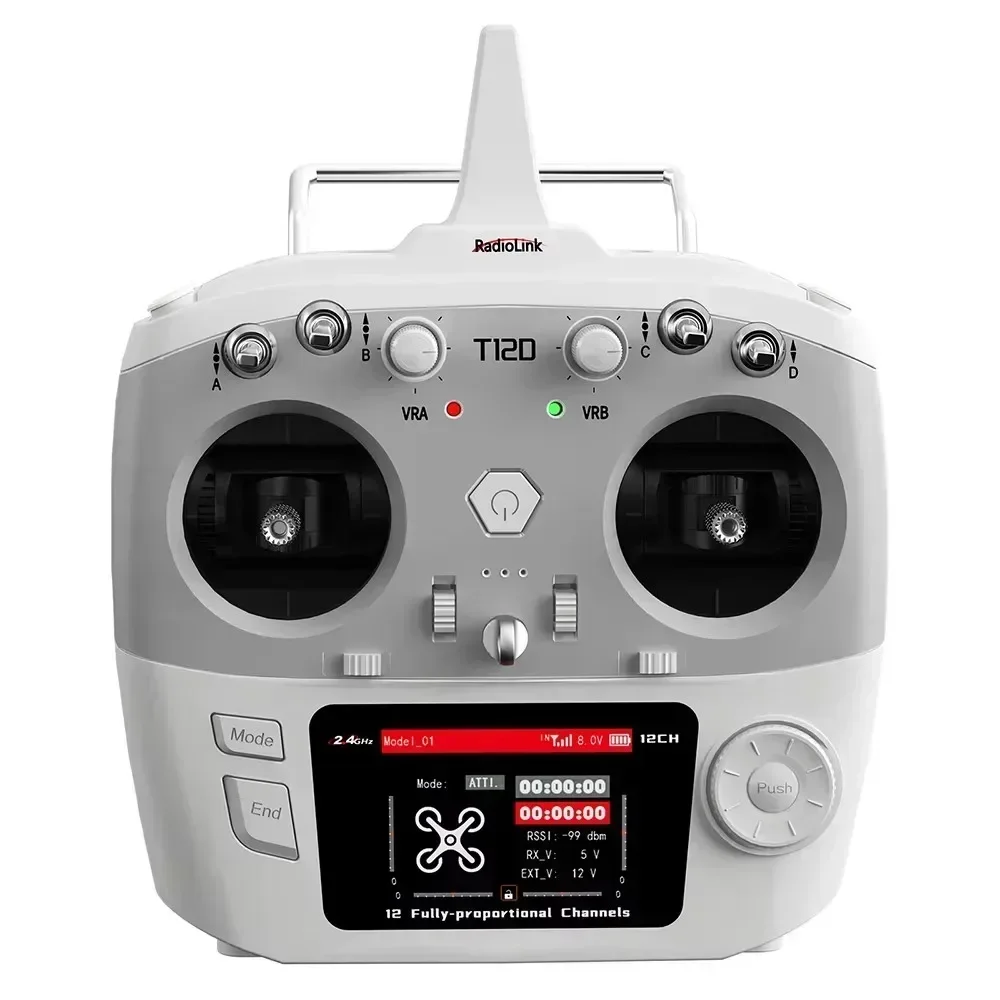 RadioLink 新型T12D 12チャンネル RC送信機 2.4GHz R16F受信機付き リモートコントローラー FPVドローン 固定翼機 飛行機 車用