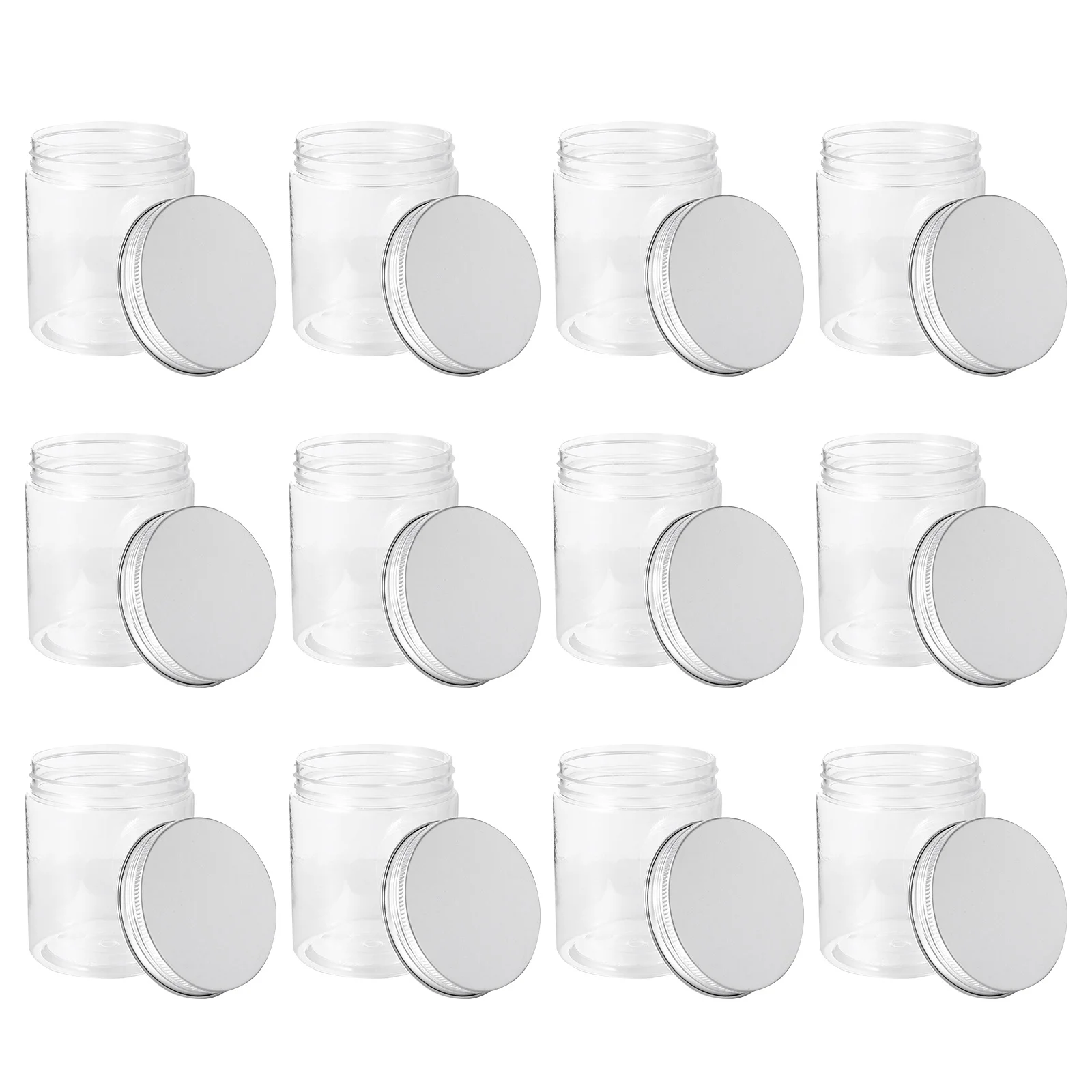 

12Pcs Plastic Storage Jars Transparent Sealed Jars with Aluminum Cap Kitchen Food Storage Containers Moisture Proof for Nuts