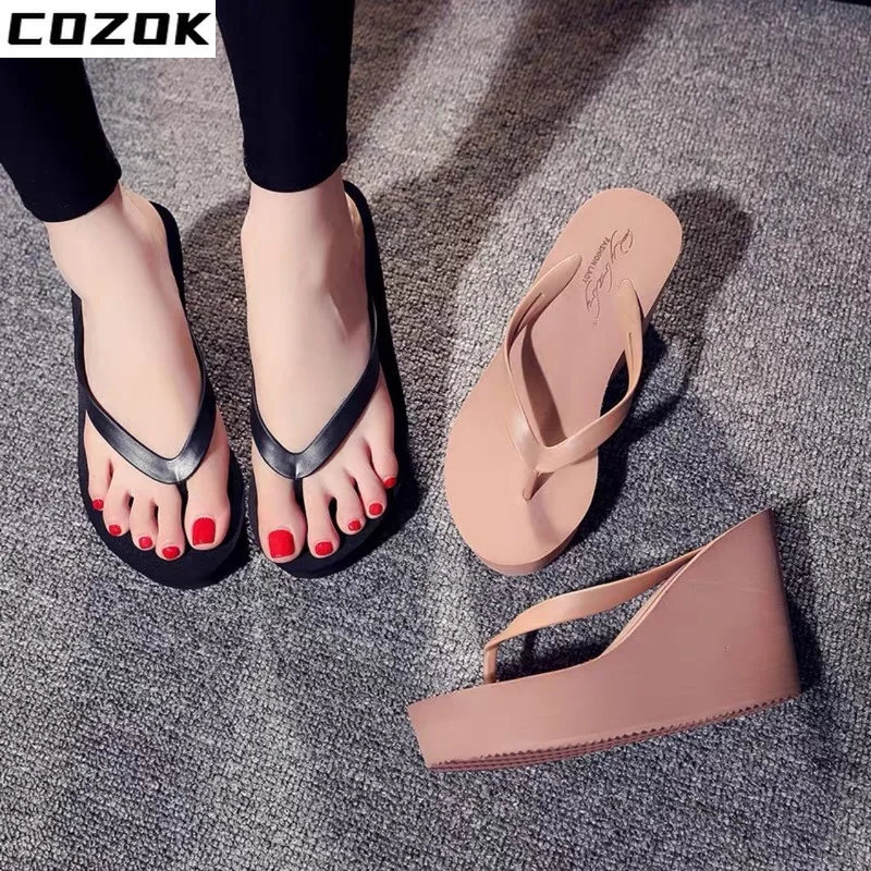 

2022 Hawaiian High Home Beach Shoes Ladies' Slippers Platform Slipers Women Rubber Flip Flops Heeled Mules Luxury Slides Sabot