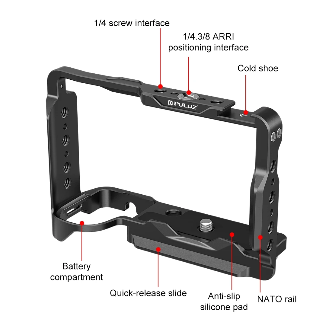 PULUZ Metal Camera Cage Stabilizer Rig For Sony ZV-E10 II / ZV-E10M2 Camera Accessories