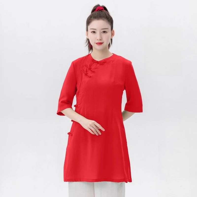 Women's Tai Chi Suit Kung Fu Uniform Linen Blend Chinese Martial Arts Clothing Loose Fit Comfortable Performance Wear