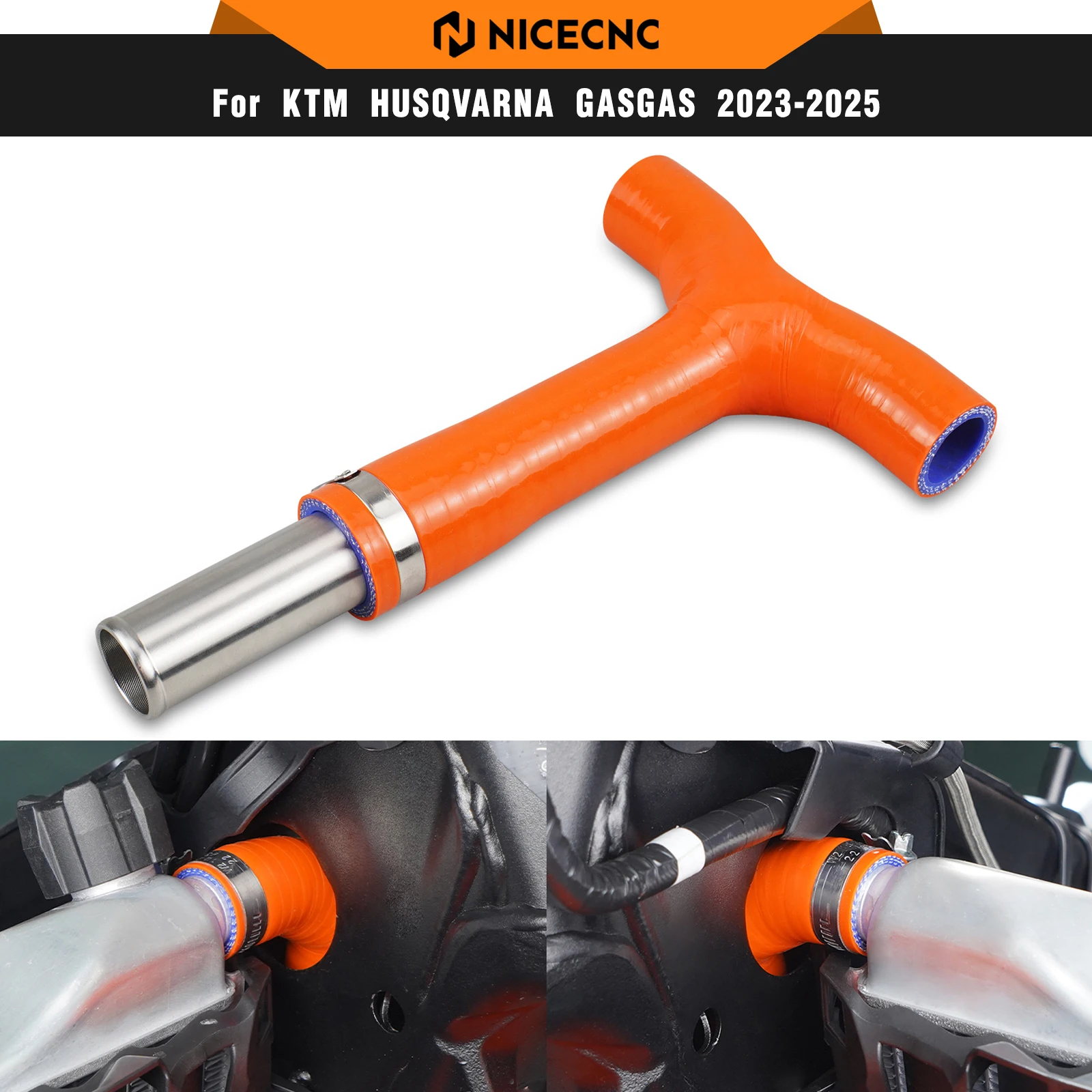 

NICECNC For KTM EXC 300 2024 210MM Frame T-Piece Radiator Hose For KTM EXC-F 350 SX 125 SXF 450 Husqvarna TE 300 GasGas EC 300