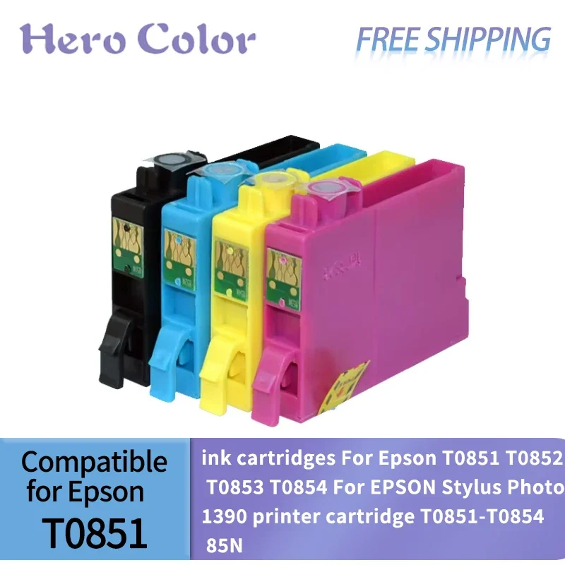 4pcs compatible ink cartridges For Epson T0851 T0852 T0853 T0854 For EPSON Stylus Photo 1390 printer cartridge T0851-T0854 85N