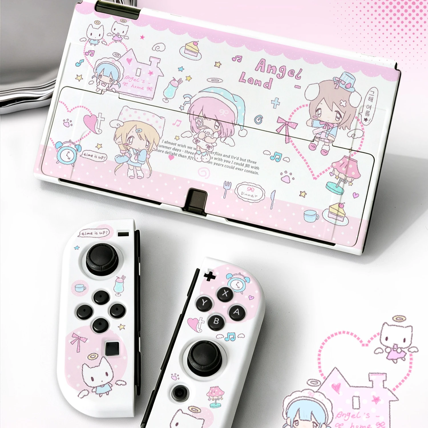 Kawaii Pink Split Protective Case for Nintendo Switch 2 OLED NS Console Anime Girl Non-Slip Drop-Proof Joy-Con Controller Cover
