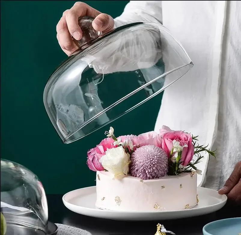 

ceramics Cake pan Glass cover Dessert display tray decorating tools stand set kitchen aid accessories