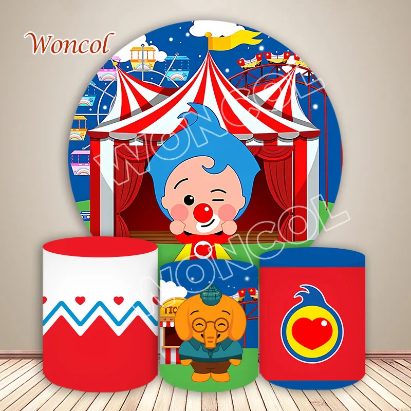 Plim Runder Hintergrund 1. 2. Kindergeburtstag Hintergrund Zirkus Zylinder Abdeckung Babyparty Dekor Requisite
