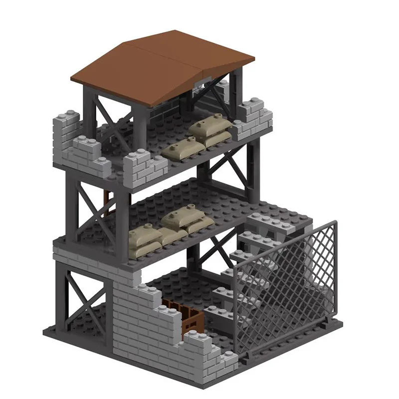 New World War II ruins scene prison sentry post command post military building blocks bricks toys for Boys Children Audlt