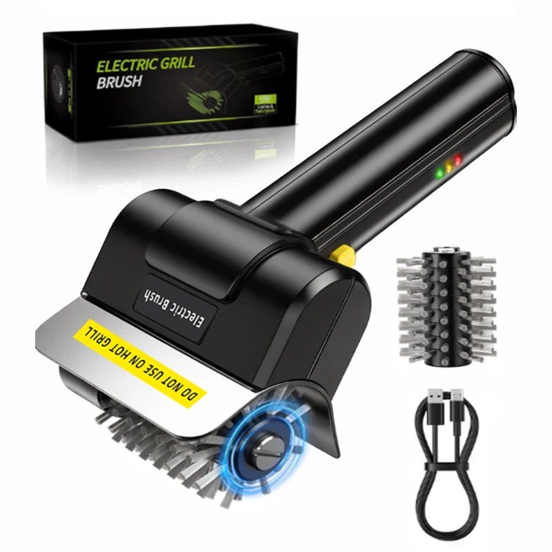 Electric BBQ brush, stainless steel wire roller, rechargeable wireless cleaning brush, outdoor cleaning brush, grill brush