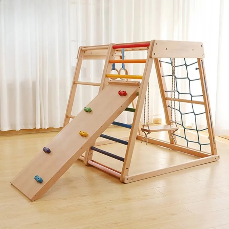 

Wooden Kids Climbing Frame Ladders Toys Climb Game Indoor Climbing Arch and Ramp Frame for Outdoor Children Playground