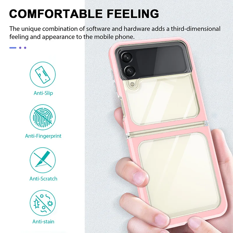 Case for Samsung Galaxy Z Flip3 All-Inclusive Protection Bright Contrast Color with PC TPU Drop-Resistant Protective Cover