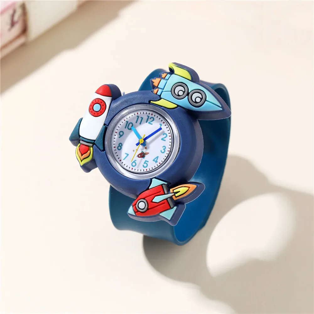 Fashion Children Students Rocket Airplane Pattern Kids Boys Girls Watch Gifts