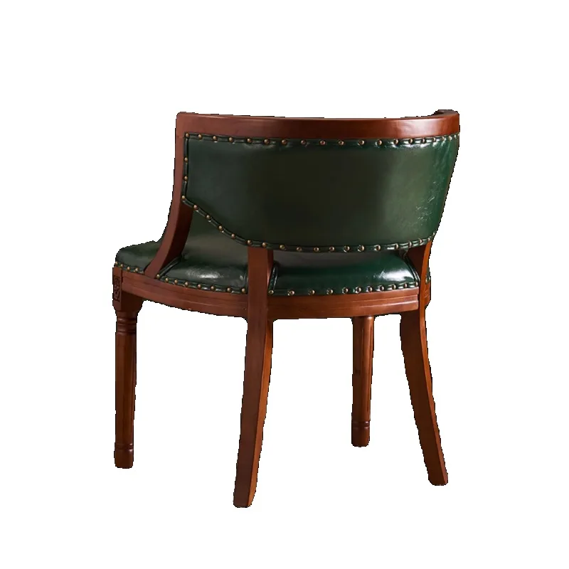 American country chair European retro walnut dining chair cafe bedroom study casual solid wood back chair