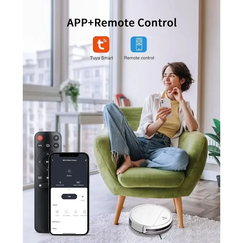 MAMNV 2 in 1 Mopping Robot Vacuum Cleaner with Schedule, Wi-Fi/Voice/App, Strong Suction,Self-Charging Robotic Vacuum,Slim,White